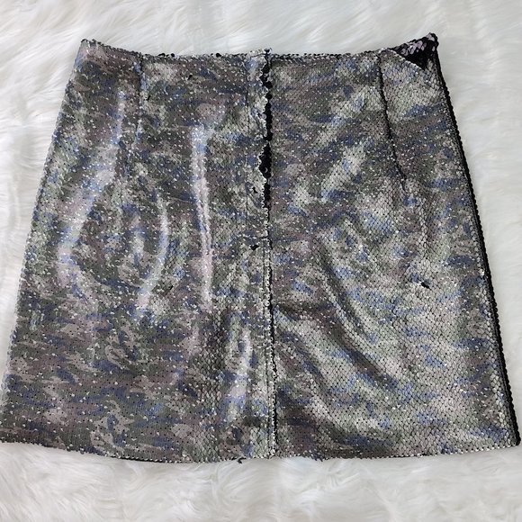 NEW Free People Skirt Sequin Leopard Mini Skirt Lined Size 0 - Picture 5 of 8
